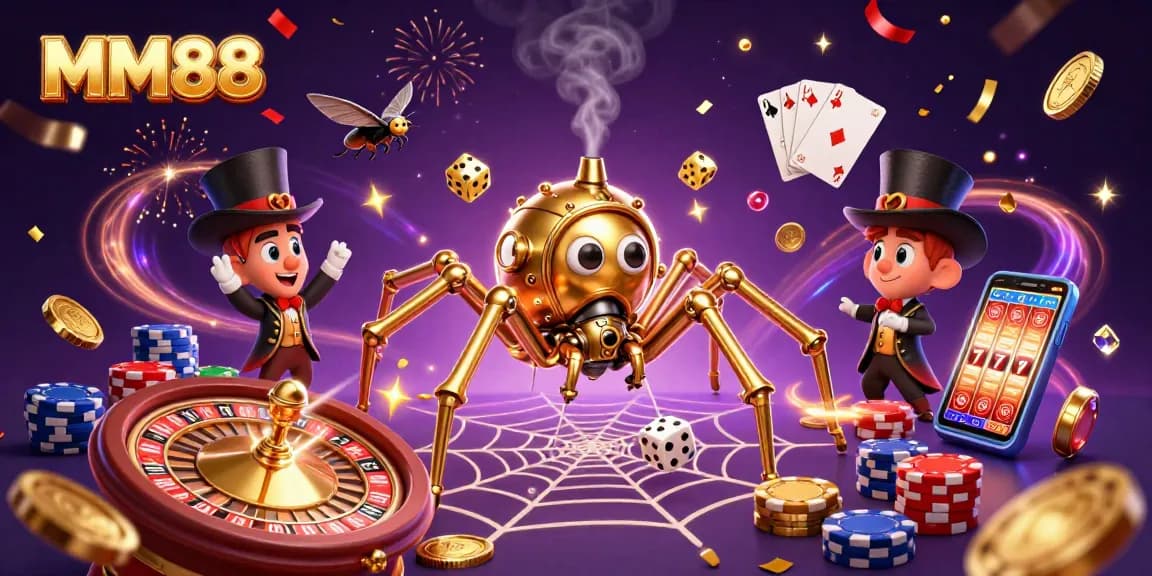 Spin the slots and chase jackpots with MM88 in this vibrant casino scene