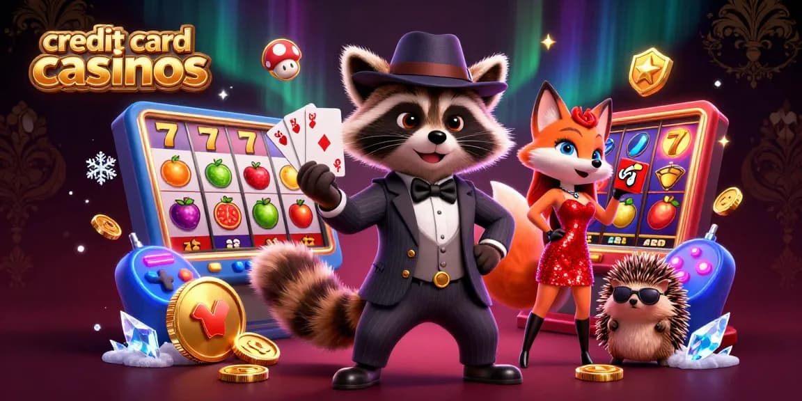 Experience the thrill of credit card casinos with vibrant gaming elements and animated characters.