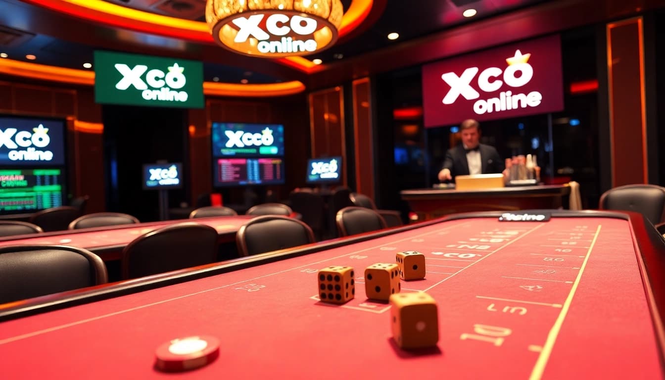 Xóc đĩa online betting scene with a lively dealer and vibrant casino ambiance.