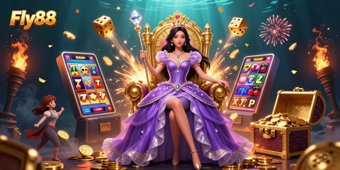 Experience the excitement of Fly88 with stunning casino visuals showcasing vibrant games and jackpots.
