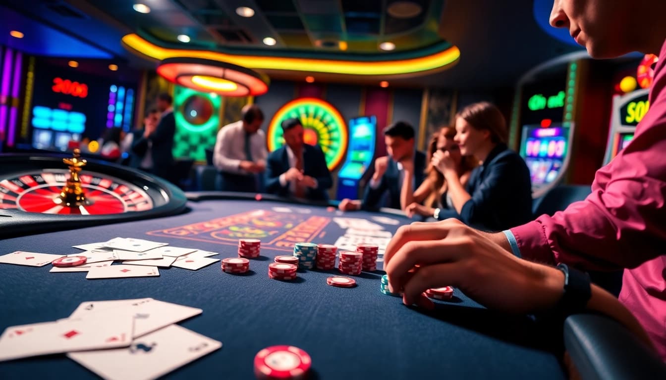 Engage with the thrilling casino atmosphere featuring hm88 poker action and vibrant gameplay elements.