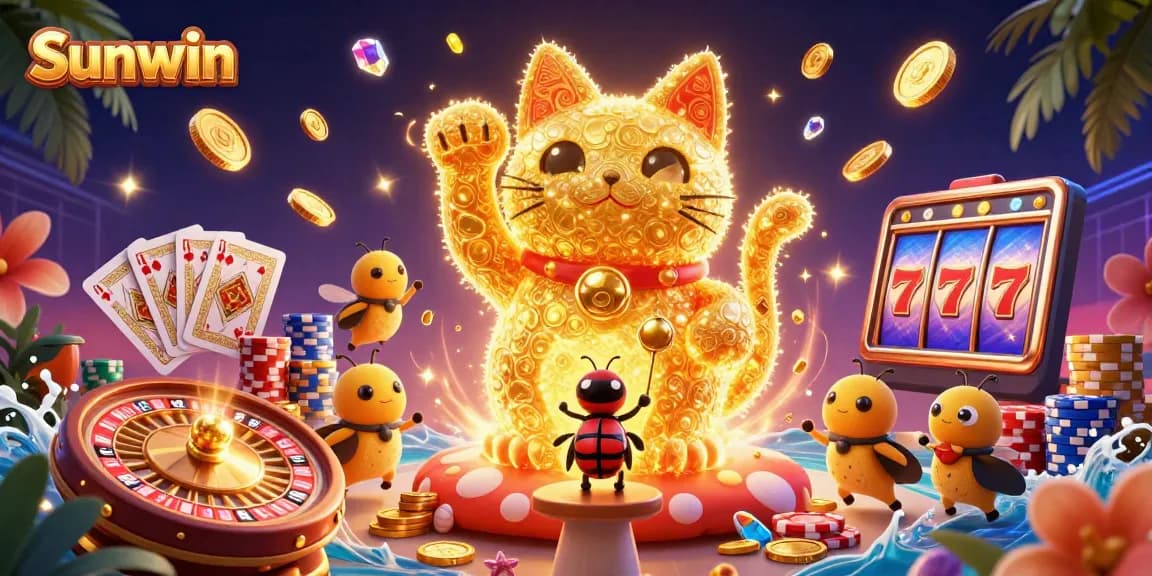 Engage with Sunwin's vibrant casino experience featuring lucky symbols and dynamic gaming visuals.
