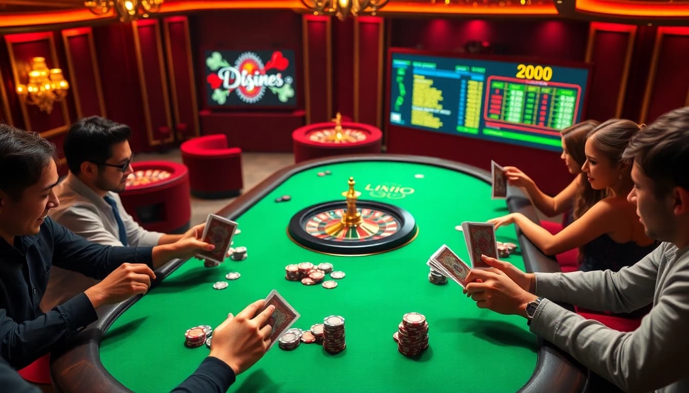 Players engaging at a poker table, epitomizing the thrill of online gambling at https://888neww8.com/.