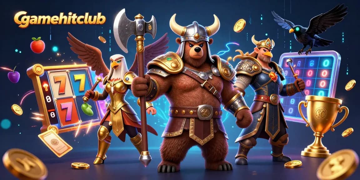 Experience the exciting gamehitclub action with Viking-themed characters and vibrant slot elements!