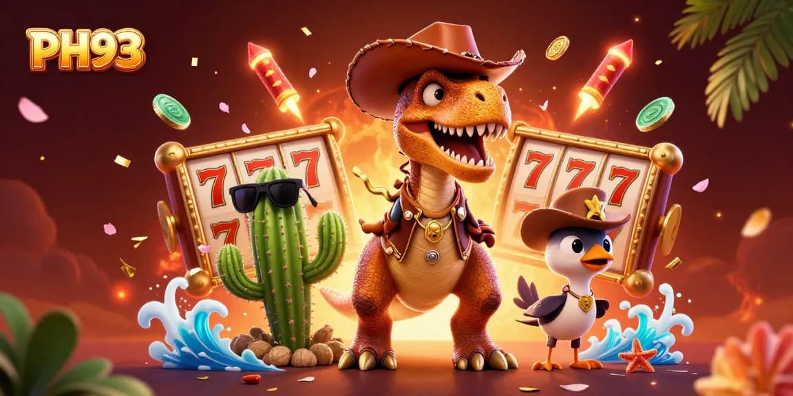 Engage with thrilling PH33 slot games in a vibrant 3D illustration filled with lucky symbols.