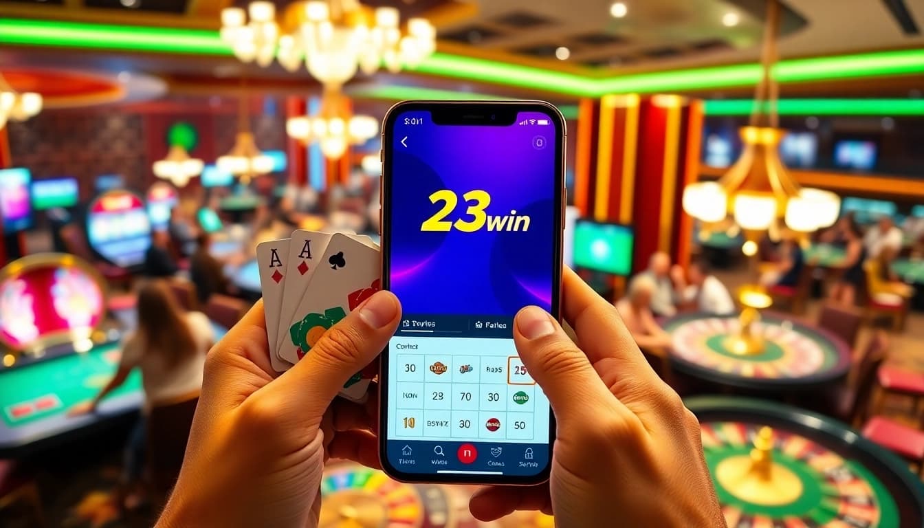 Experience the thrilling 23win app with vibrant casino visuals and dynamic gameplay elements.