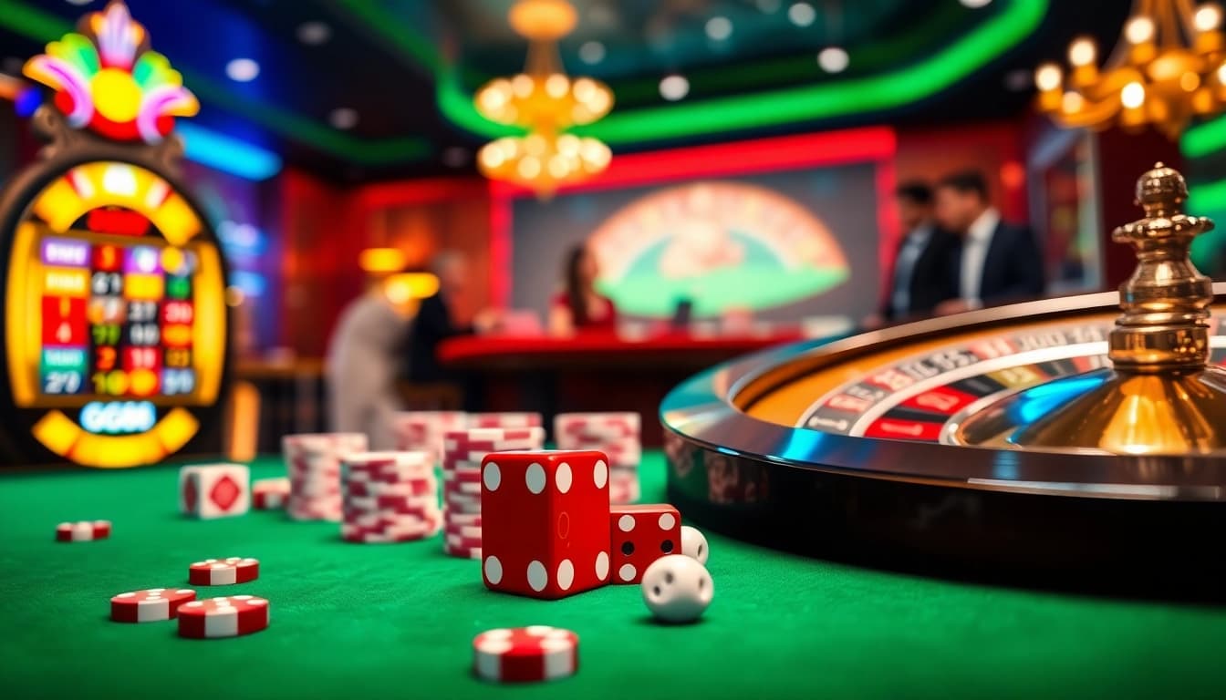 Experience the excitement of winning at GG88 casino with vibrant slot machines and poker chips.