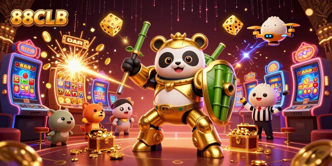 Experience the excitement of 88CLB with a dazzling 3D casino battle scene showcasing dynamic gameplay.