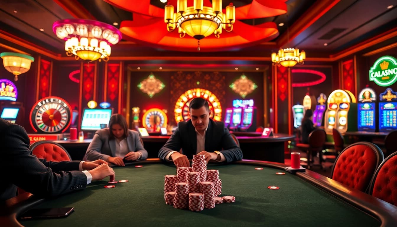 Winning strategies at https://kubetz.dev/ showcased in a vibrant casino scene with poker chips and tables.