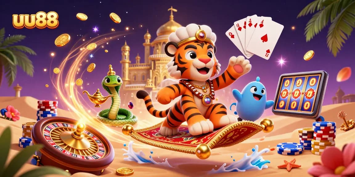 Experience the thrill of uu88 with this vibrant 3D illustration showcasing a fantastic casino adventure.