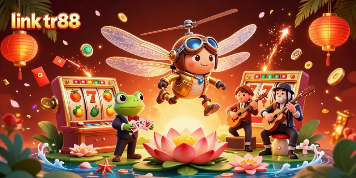 Experience the thrilling atmosphere of link tr88 with a vibrant 3D casino scene featuring engaging characters and dynamic game elements.