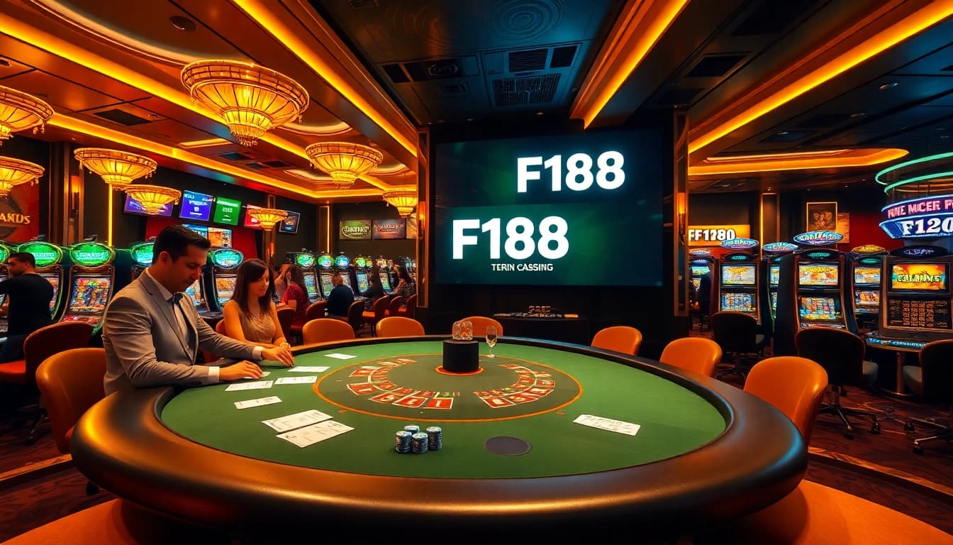 F168 players enjoy a luxurious casino experience with vibrant tables and engaging games.