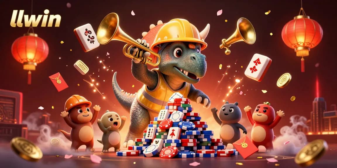 Celebrate at llwin with a dynamic 3D casino scene featuring unique characters and vibrant elements.