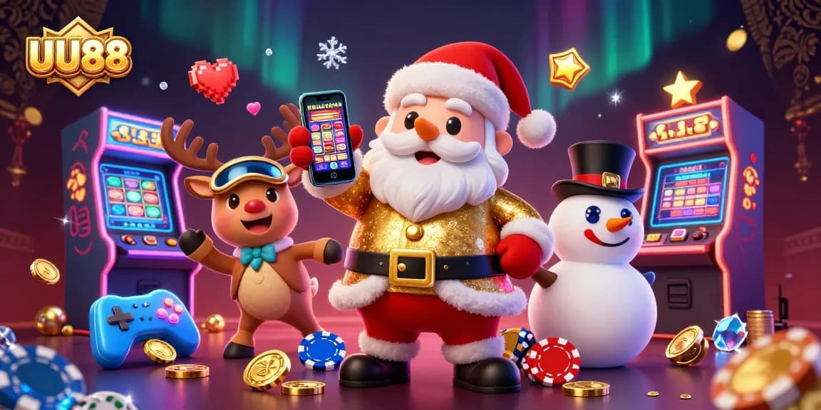 UU88 winning strategies showcased in a festive casino scene with animated characters.