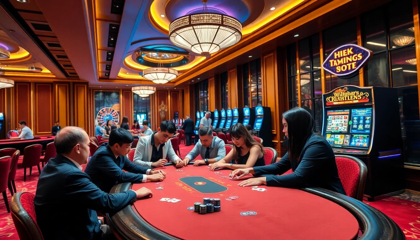 Fast-paced gameplay at Typhu88 with gamblers enjoying an interactive casino experience.