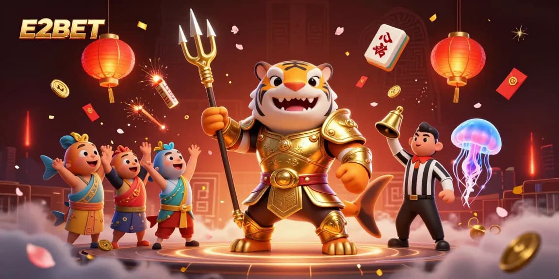E2BET showcases thrilling online casino games with an underwater gladiator showdown in a vibrant scene.