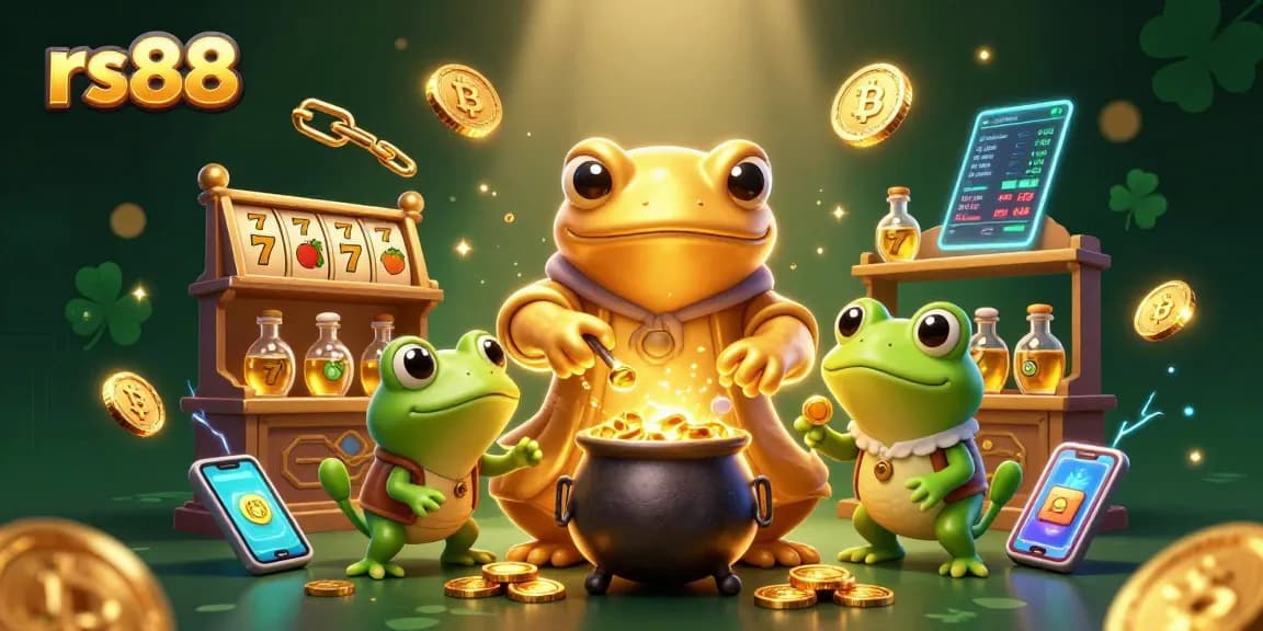 Experience thrilling games at rs88, featuring colorful slot reels, golden coins, and enchanted scenes.