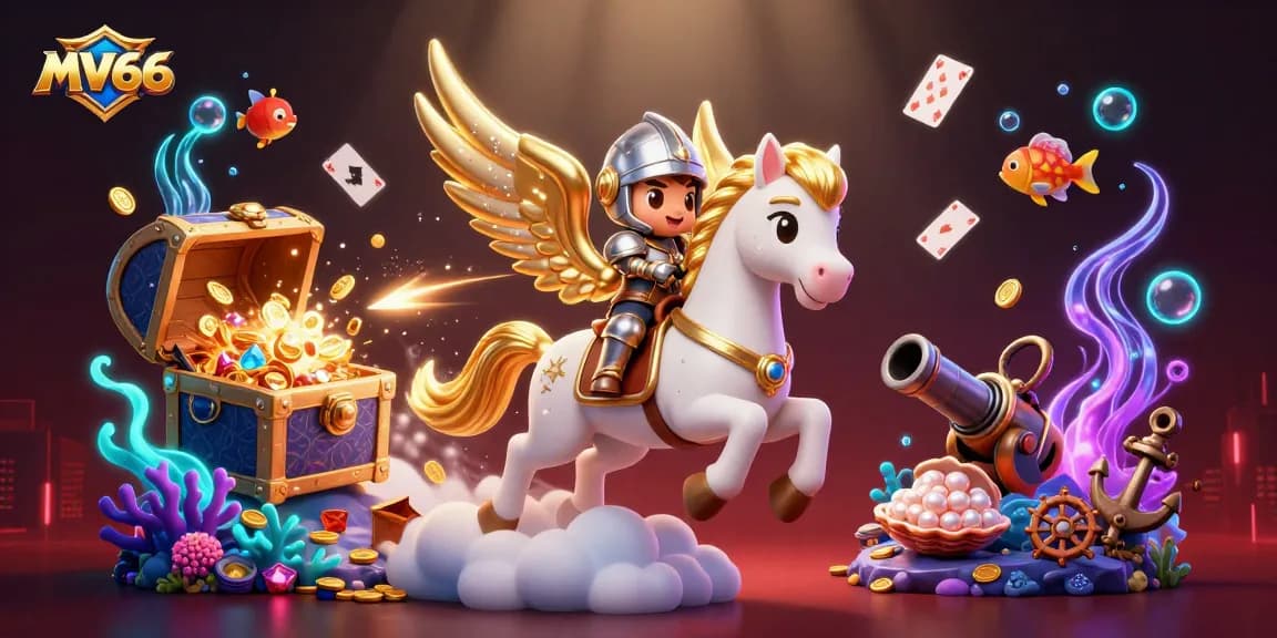 Experience the thrill of MV66 with captivating games and golden treasures in a vibrant 3D casino realm.