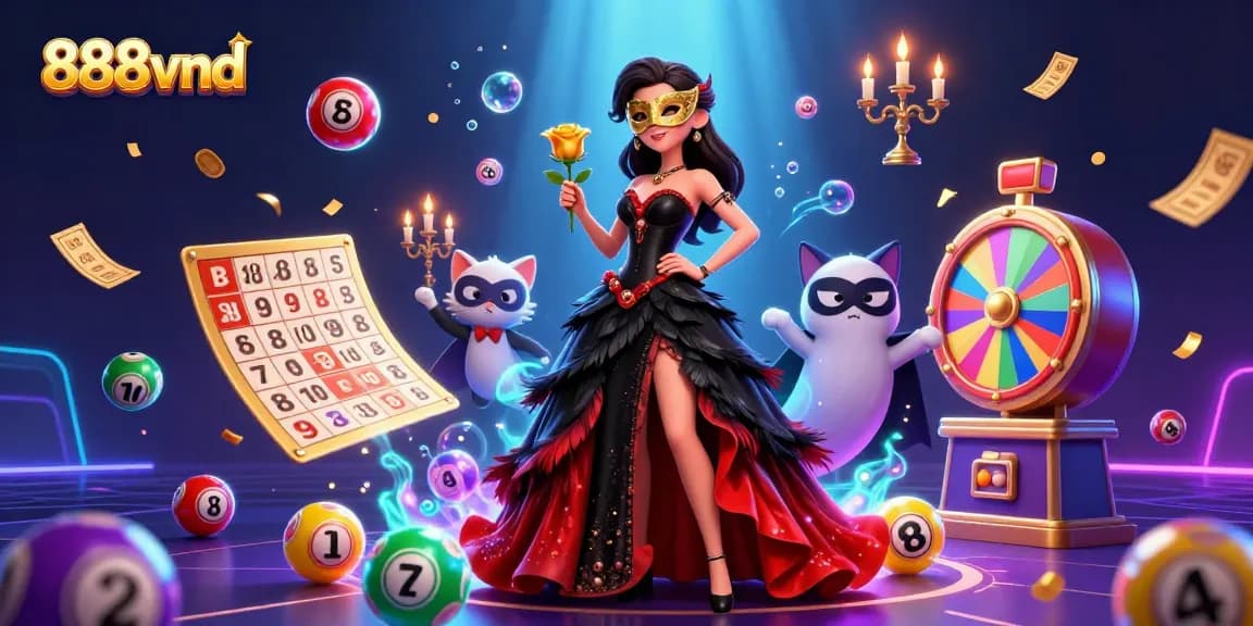 Engage with 888vnd by experiencing a vibrant lottery scene filled with excitement and dynamic game elements.