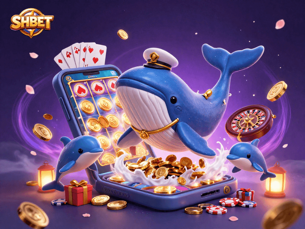 Play thrilling games at SHBET with engaging characters in a vibrant casino-themed scene.