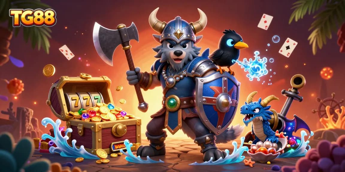 Experience thrilling slots and jackpot excitement at TG88 in this vibrant 3D illustration.