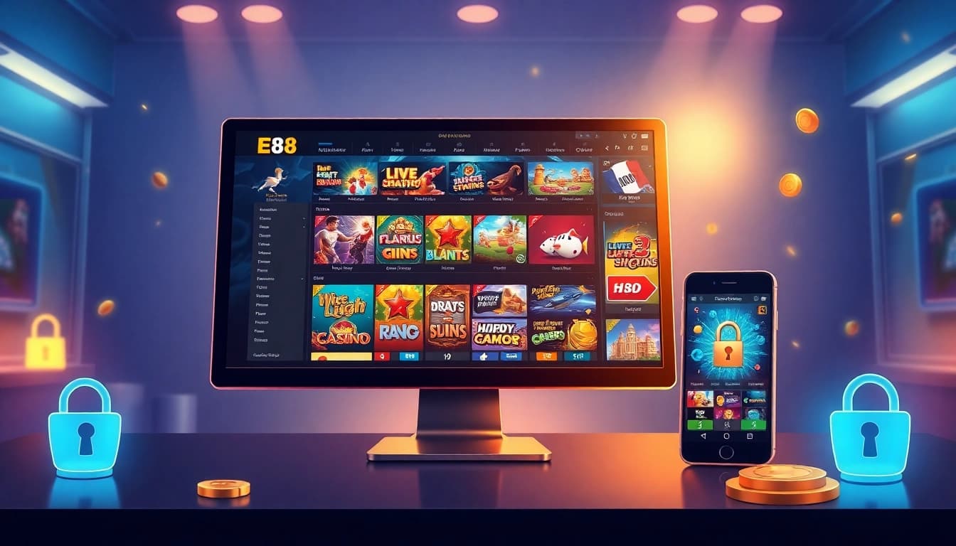 E88 online gambling platform showcasing diverse gaming options and a user-friendly interface.