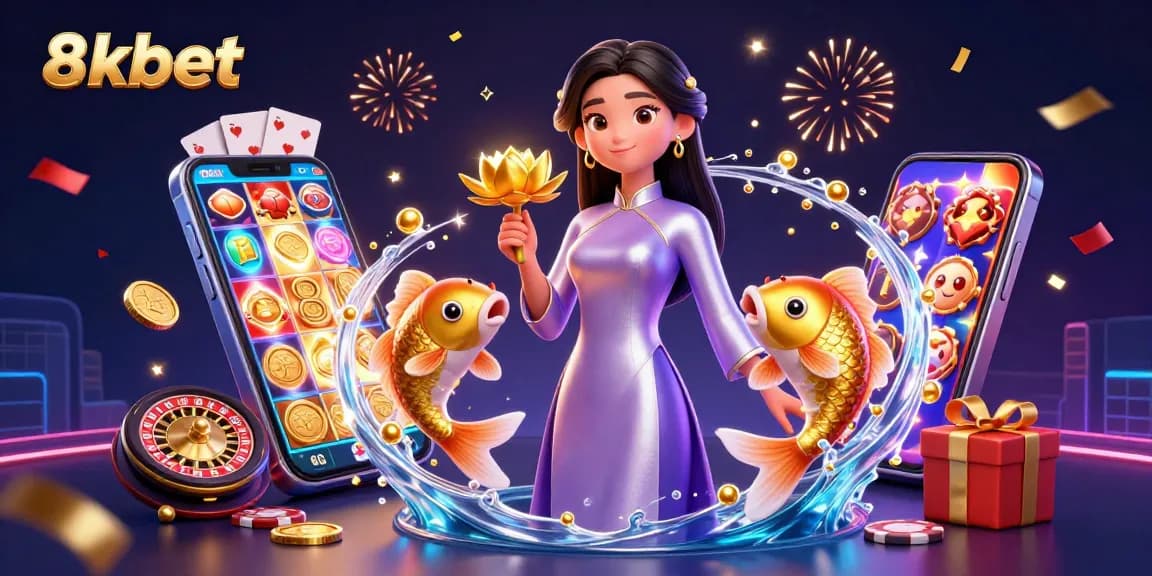 Experience the thrilling world of 8xbet with dynamic gambling elements, vibrant casino visuals, and playful interactions.