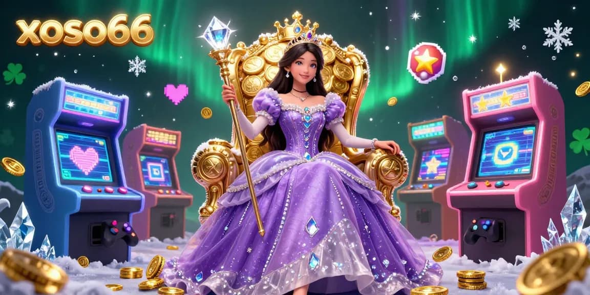 Experience the excitement of xoso66 with vibrant gaming elements and rich casino aesthetics, featuring a royal figure amidst golden treasures.