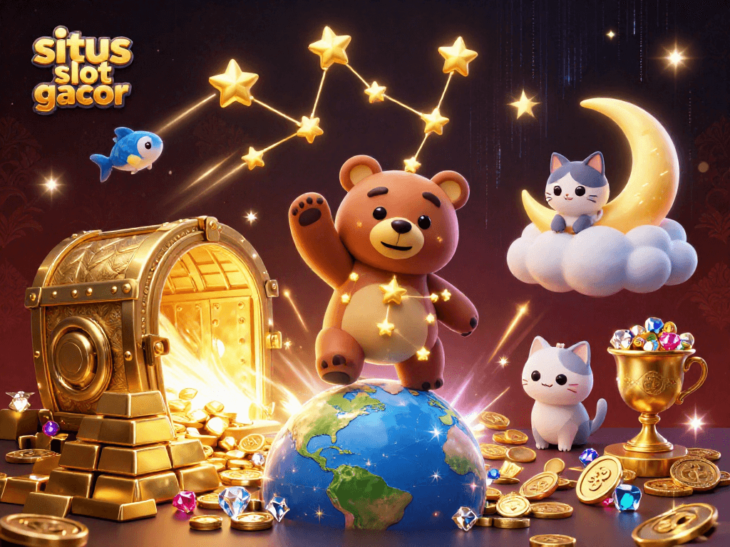 Spin to win with situs slot gacor featuring cosmic characters and treasure around!