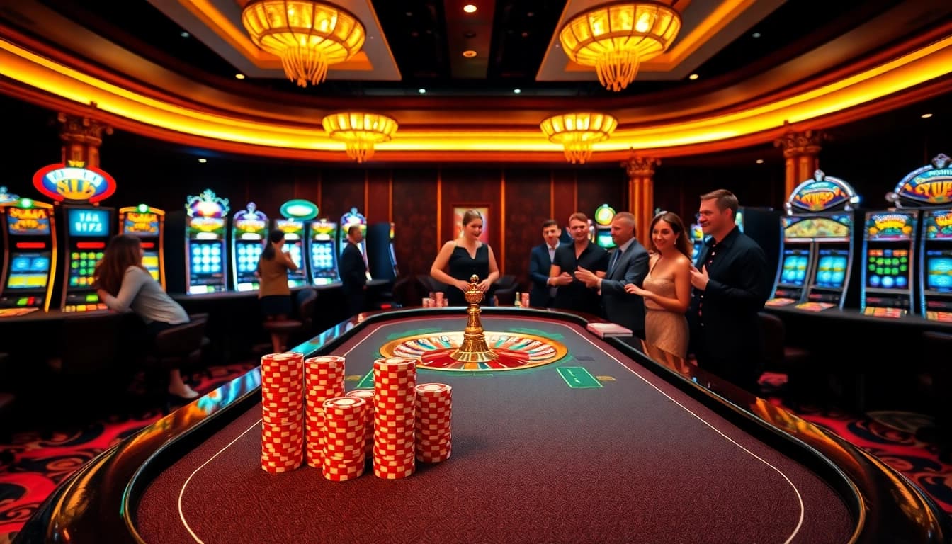 Experience thrilling gameplay at Sunwin's luxurious casino table, featuring vibrant chips and an exciting roulette wheel.