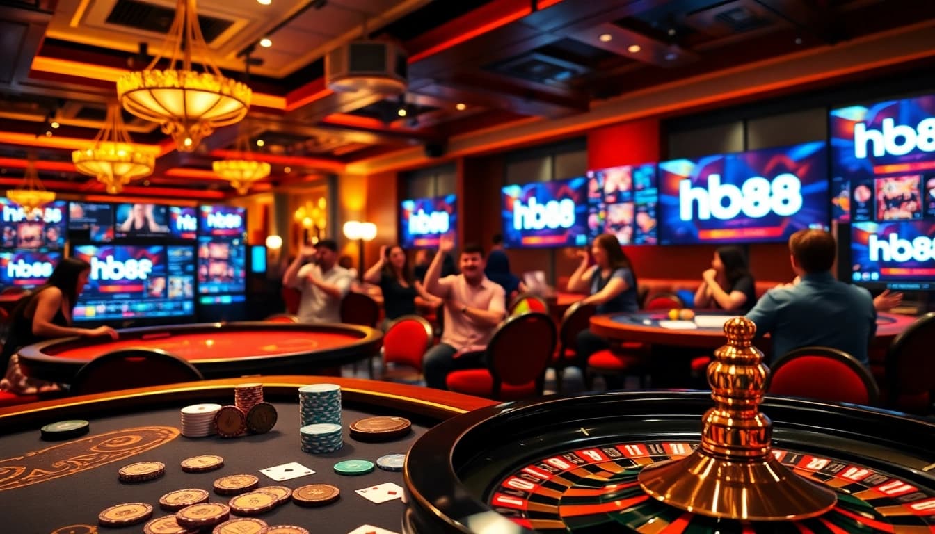 Experience thrilling poker action at hb88's dynamic casino tables with lively players.