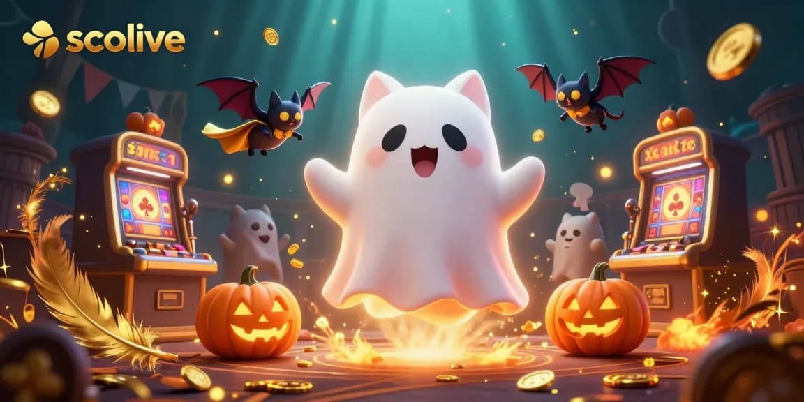 Socolive presents a vibrant ghost cat in a haunted casino with dynamic betting elements.