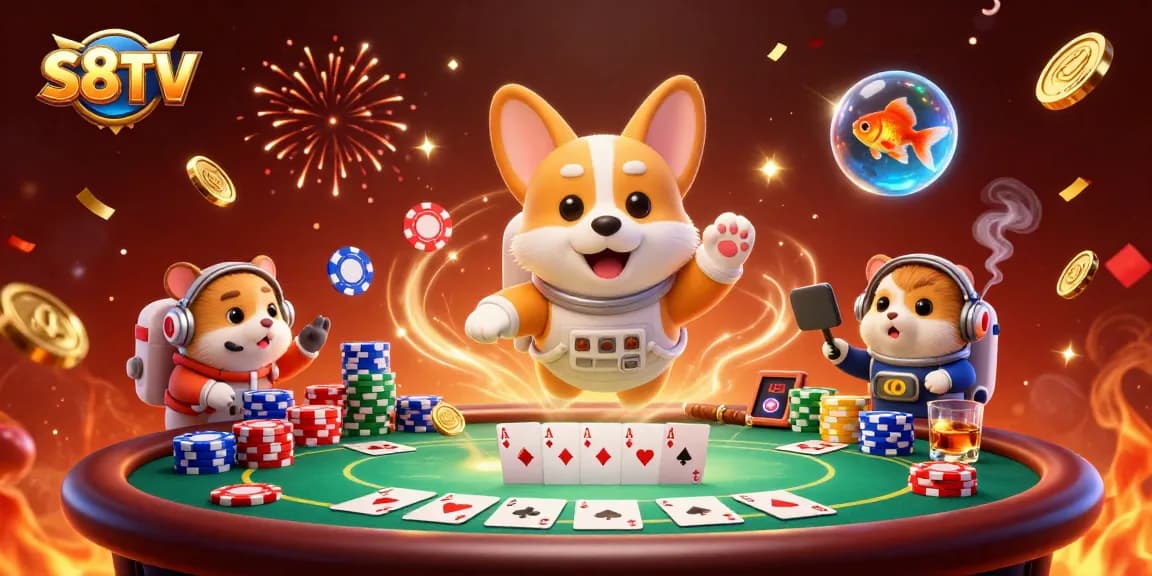 S8TV elevates the gaming experience with cartoon characters in a vibrant space casino setting.