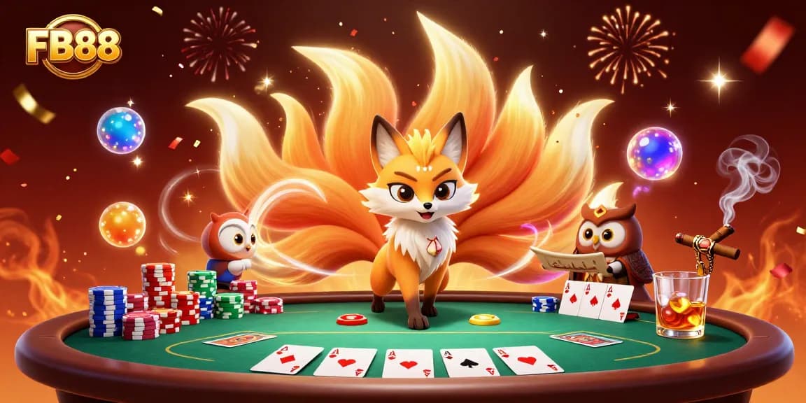 Engage in thrilling gameplay at FB88 with elite poker, vibrant lights, and extravagant casino elements.