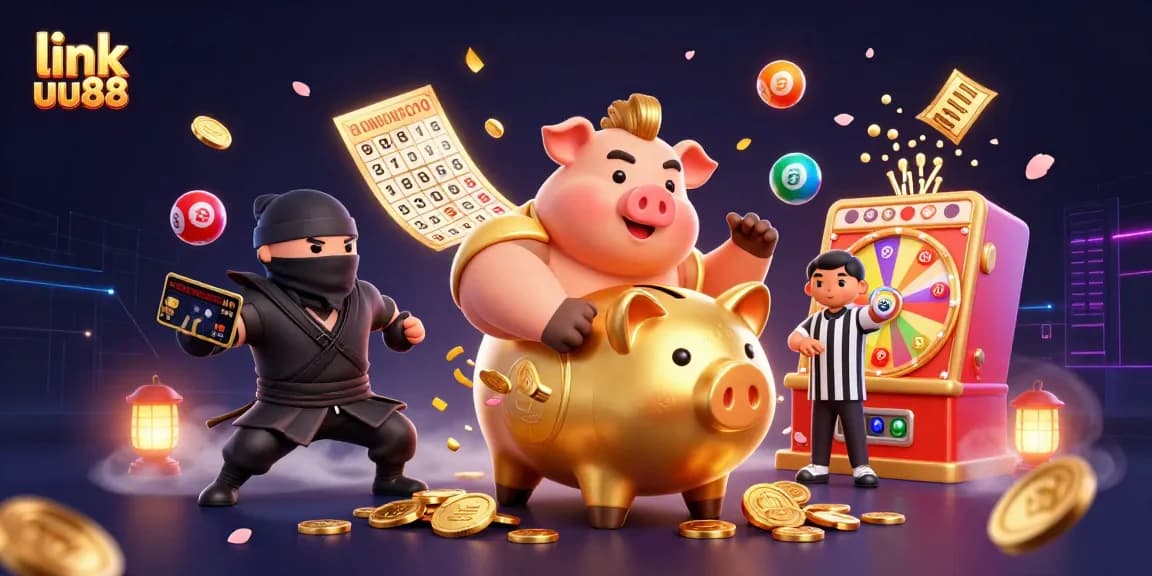 Spin the reels with excitement at link uu88 in this vibrant 3D casino scene.