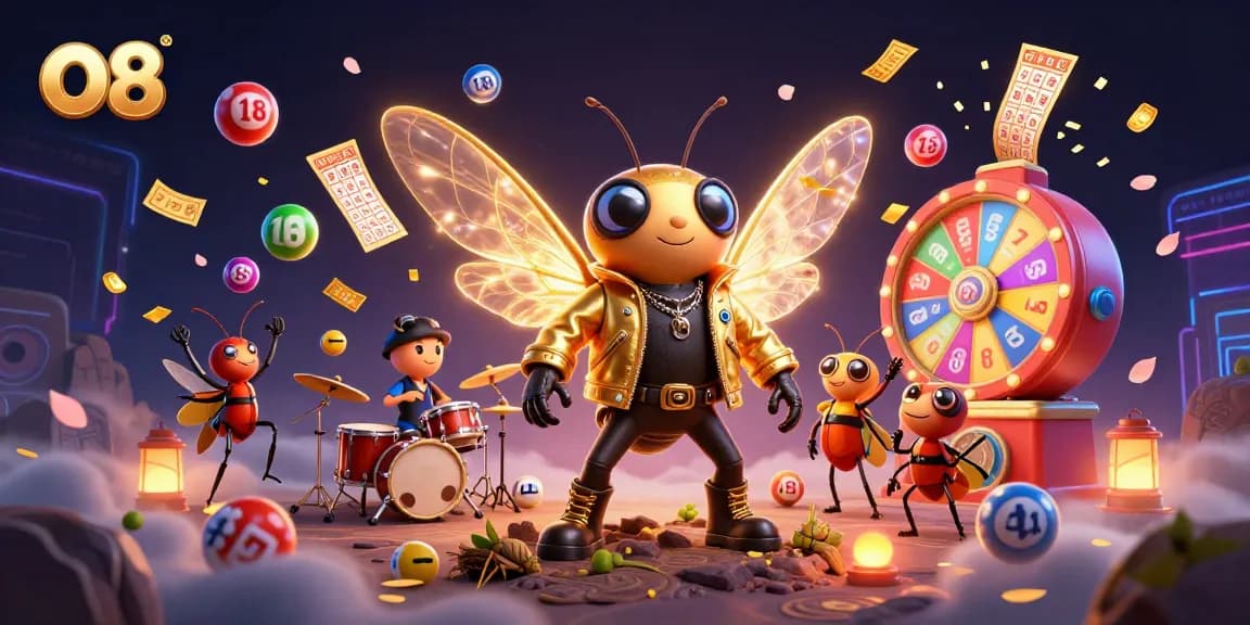 Join the excitement at O8 with dynamic games, colorful lottery balls, and a 3D cartoon vibe!