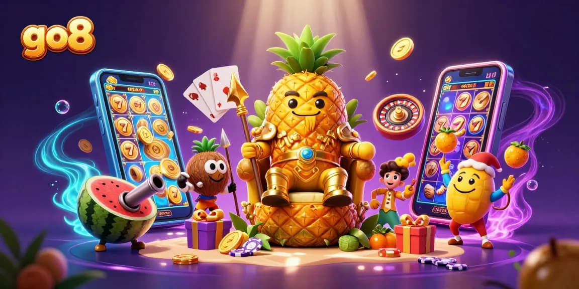 Experience dynamic gameplay in go8 with slots and vibrant casino characters on a beach scene.