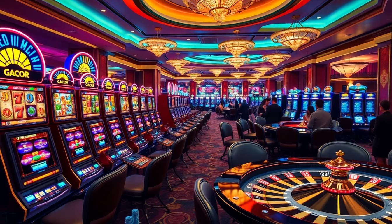 Experience the thrill of slot gacor at a luxury casino with vibrant machines and engaging players