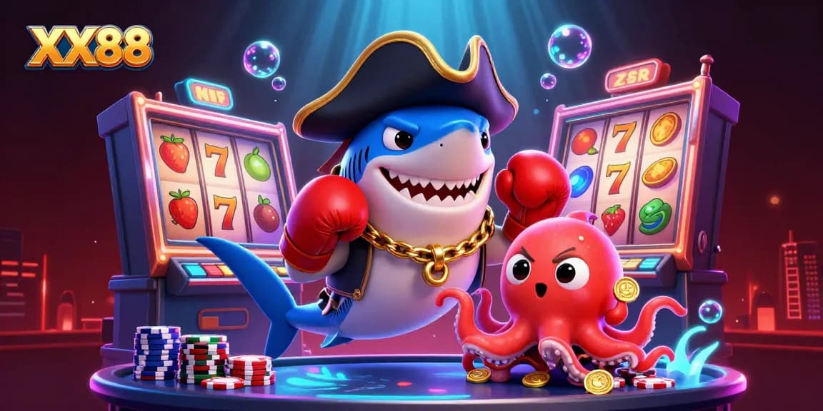Join the excitement at XX88 with vibrant casino characters and dynamic slot elements.