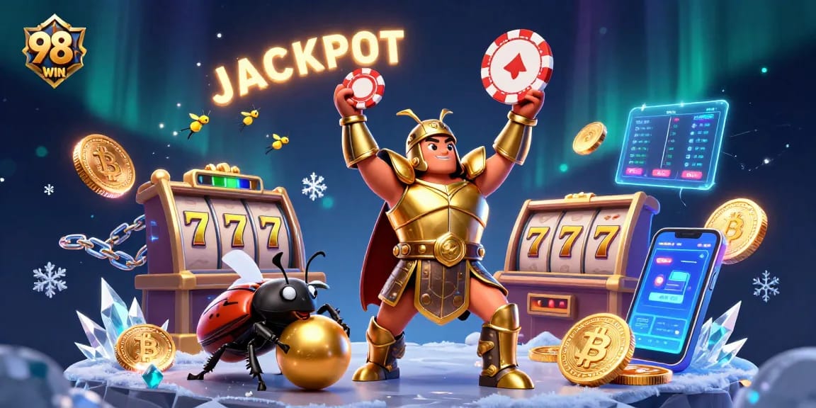 Experience the thrill of winning at 98WIN with vibrant casino visuals and gaming excitement.
