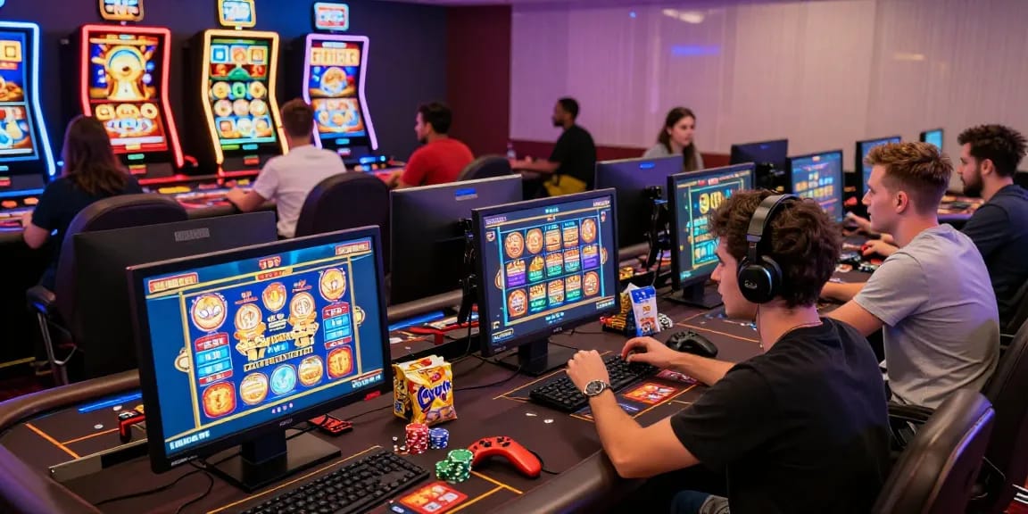 Credit card casinos at https://eviz.org.uk showcasing players enjoying diverse games in an entertaining environment.