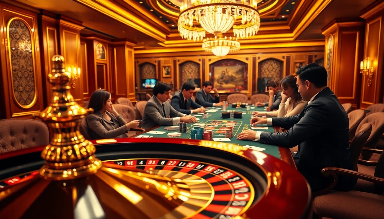Experience the excitement of win79 gaming at a luxurious casino poker table.