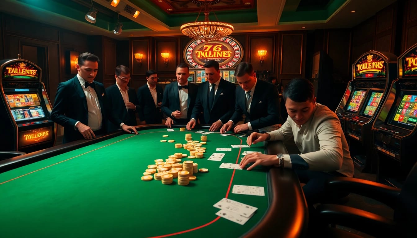 Experience thrilling gambling excitement at chotruyen-themed casino tables in a luxurious setting.