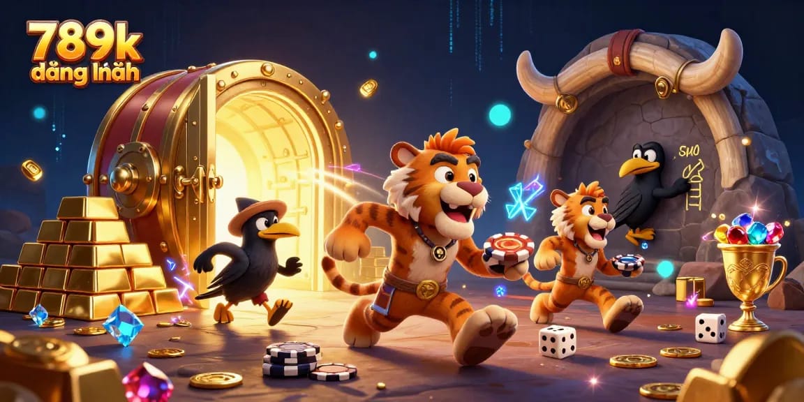 Play thrilling games at 789k đăng nhập featuring an exciting casino scene with colorful elements and characters.