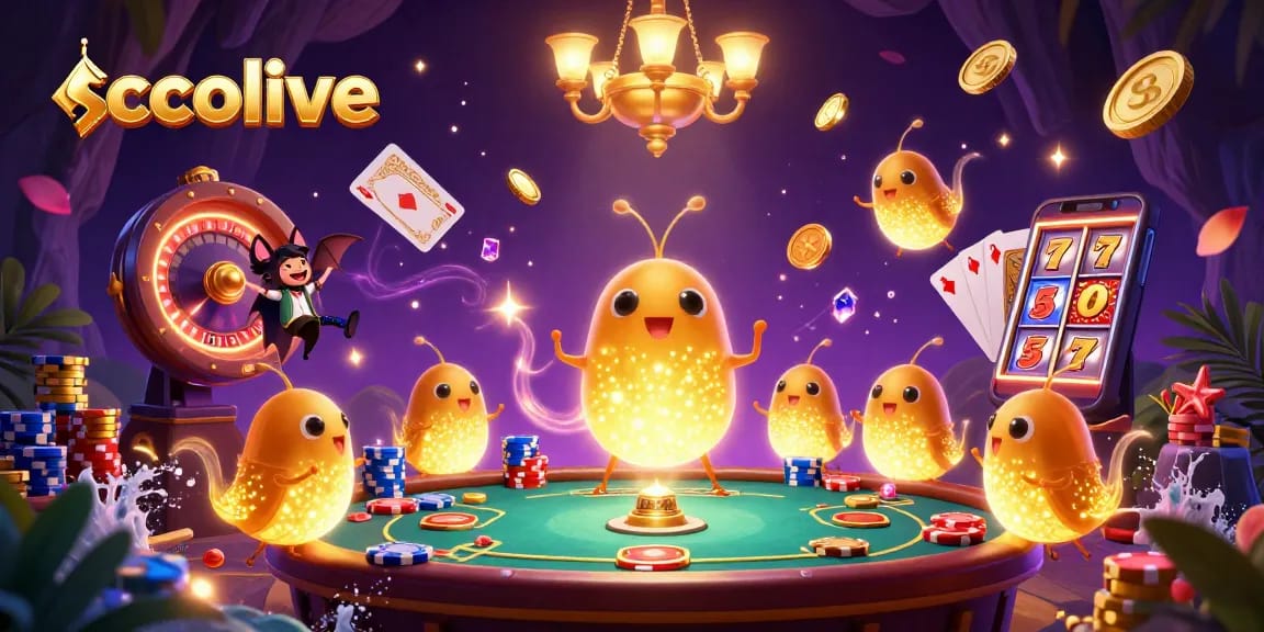 Socolive illuminates a vibrant casino scene with glowing glowworms, showcasing excitement and interactive betting elements.