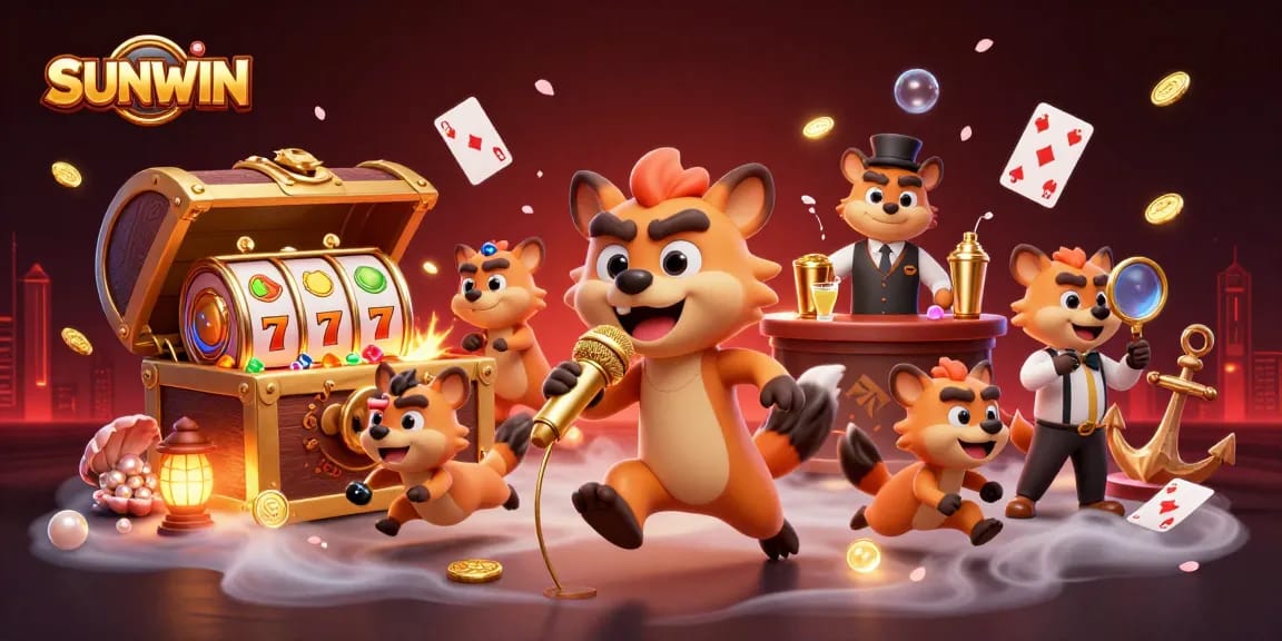 SUNWIN brings laughter with hyenas running a vibrant casino, spotlighting fun and excitement.