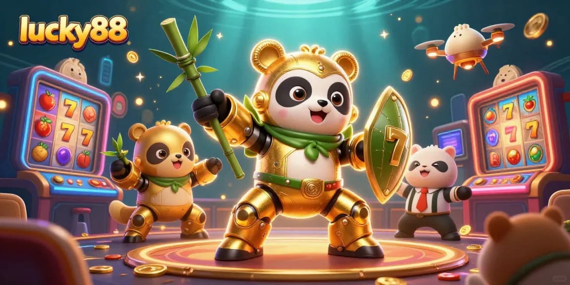 Play the lucky88 slot game with vibrant characters and exciting casino elements.