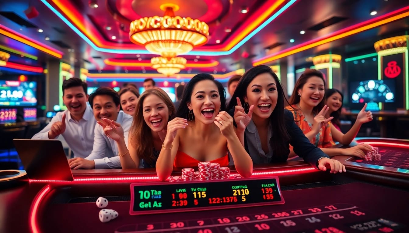 Engaging in Xóc đĩa online betting at a luxurious virtual casino filled with excitement.