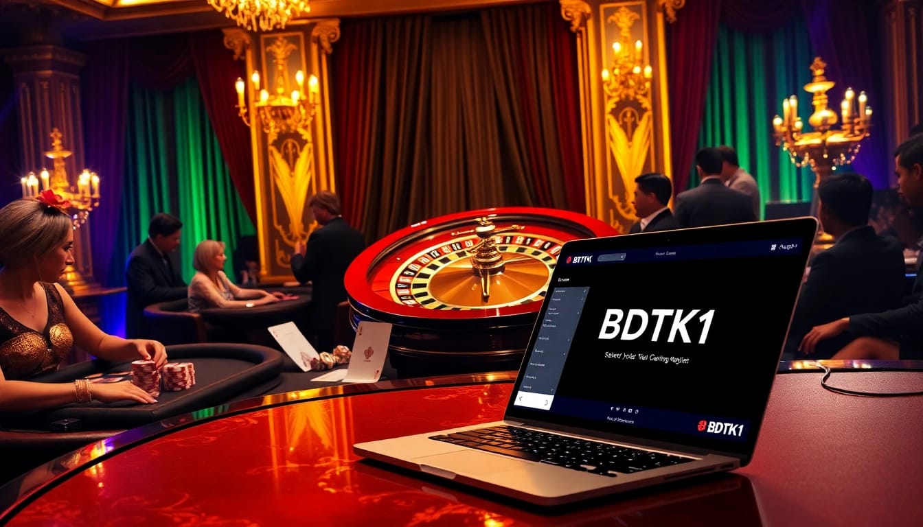Experience the thrill of BDTK1 as players engage with roulette, cards, and the vibrant casino atmosphere.