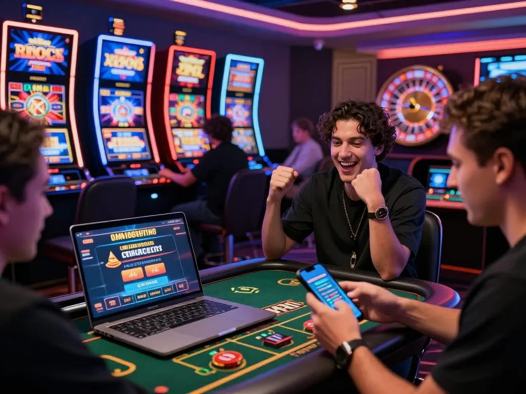 Engaged players enjoying diverse gaming options on Luck8's dynamic online casino platform.